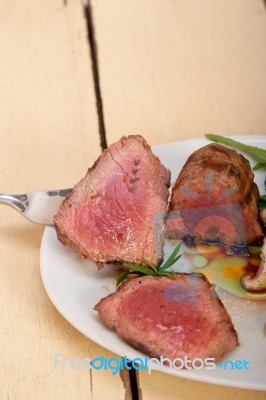 Beef Filet Mignon Grilled With Vegetables Stock Photo