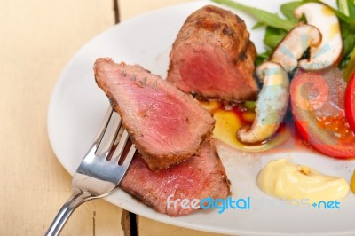 Beef Filet Mignon Grilled With Vegetables Stock Photo