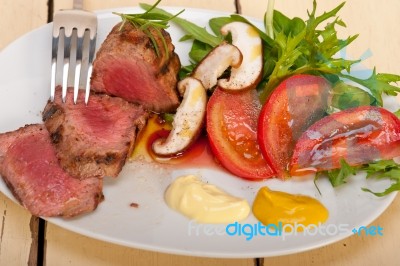 Beef Filet Mignon Grilled With Vegetables Stock Photo