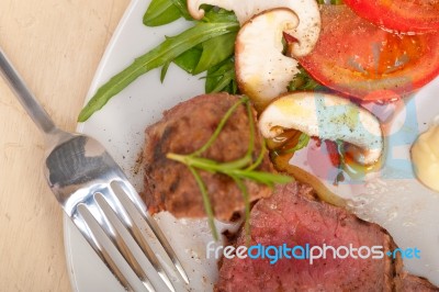 Beef Filet Mignon Grilled With Vegetables Stock Photo