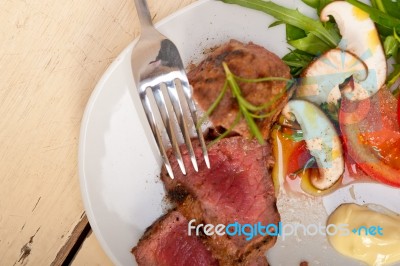 Beef Filet Mignon Grilled With Vegetables Stock Photo