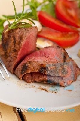 Beef Filet Mignon Grilled With Vegetables Stock Photo