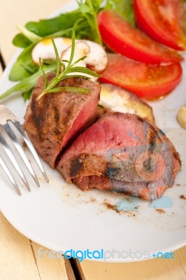 Beef Filet Mignon Grilled With Vegetables Stock Photo