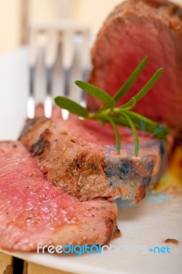 Beef Filet Mignon Grilled With Vegetables Stock Photo