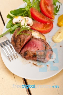 Beef Filet Mignon Grilled With Vegetables Stock Photo