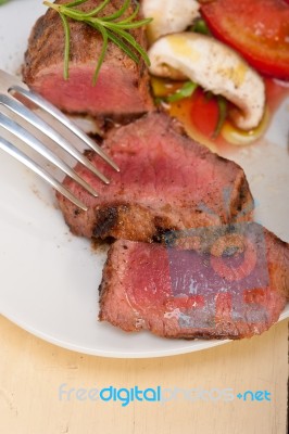 Beef Filet Mignon Grilled With Vegetables Stock Photo