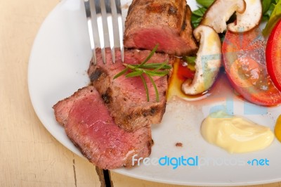 Beef Filet Mignon Grilled With Vegetables Stock Photo