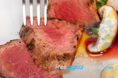 Beef Filet Mignon Grilled With Vegetables Stock Photo