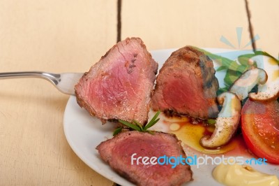 Beef Filet Mignon Grilled With Vegetables Stock Photo