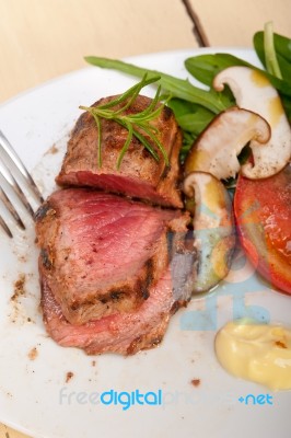 Beef Filet Mignon Grilled With Vegetables Stock Photo