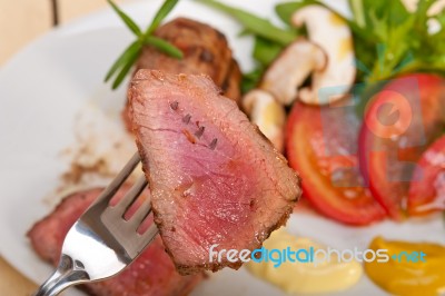 Beef Filet Mignon Grilled With Vegetables Stock Photo