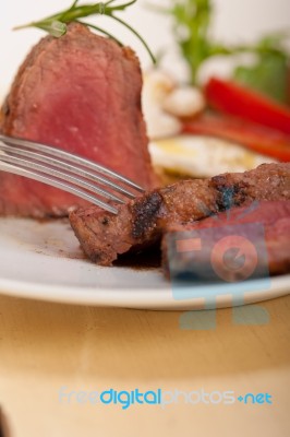 Beef Filet Mignon Grilled With Vegetables Stock Photo