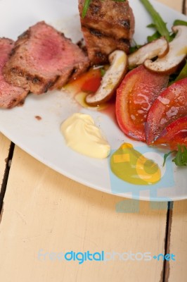 Beef Filet Mignon Grilled With Vegetables Stock Photo