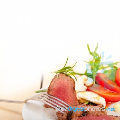 Beef Filet Mignon Grilled With Vegetables Stock Photo