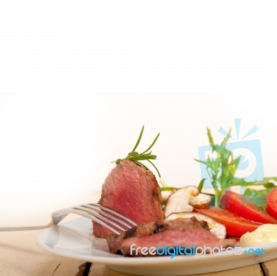 Beef Filet Mignon Grilled With Vegetables Stock Photo