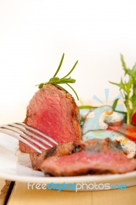 Beef Filet Mignon Grilled With Vegetables Stock Photo