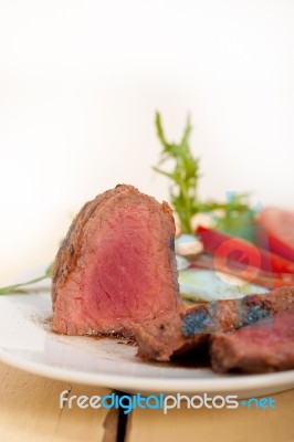 Beef Filet Mignon Grilled With Vegetables Stock Photo