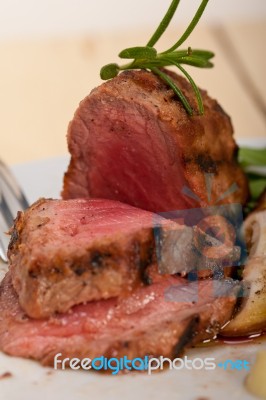 Beef Filet Mignon Grilled With Vegetables Stock Photo