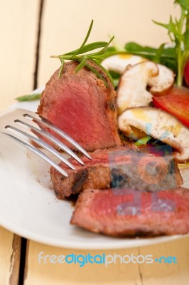 Beef Filet Mignon Grilled With Vegetables Stock Photo