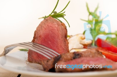 Beef Filet Mignon Grilled With Vegetables Stock Photo