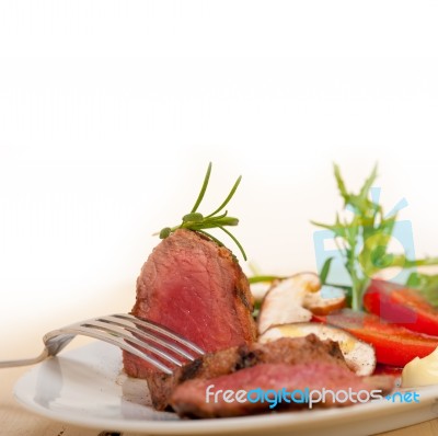 Beef Filet Mignon Grilled With Vegetables Stock Photo