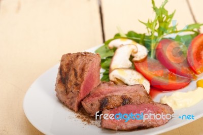 Beef Filet Mignon Grilled With Vegetables Stock Photo