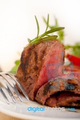 Beef Filet Mignon Grilled With Vegetables Stock Photo