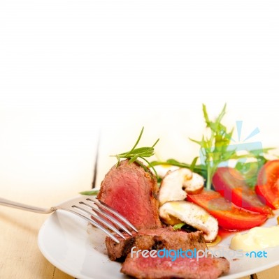 Beef Filet Mignon Grilled With Vegetables Stock Photo