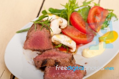 Beef Filet Mignon Grilled With Vegetables Stock Photo