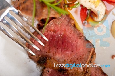 Beef Filet Mignon Grilled With Vegetables Stock Photo