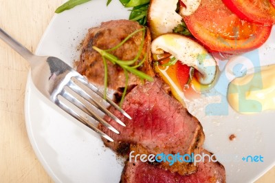 Beef Filet Mignon Grilled With Vegetables Stock Photo