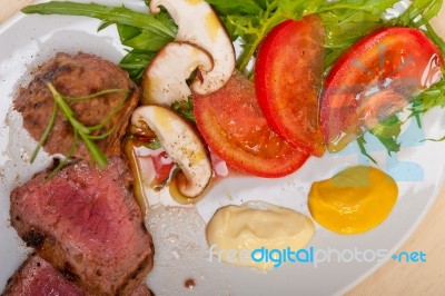 Beef Filet Mignon Grilled With Vegetables Stock Photo