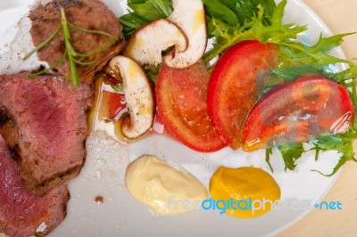 Beef Filet Mignon Grilled With Vegetables Stock Photo