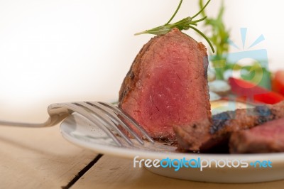 Beef Filet Mignon Grilled With Vegetables Stock Photo