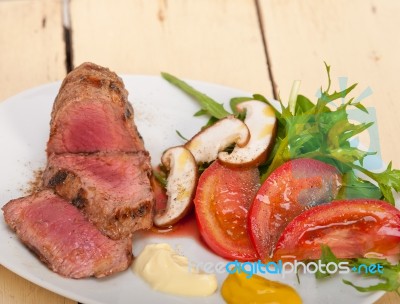 Beef Filet Mignon Grilled With Vegetables Stock Photo