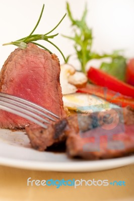 Beef Filet Mignon Grilled With Vegetables Stock Photo