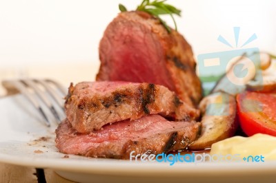 Beef Filet Mignon Grilled With Vegetables Stock Photo