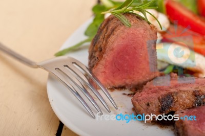 Beef Filet Mignon Grilled With Vegetables Stock Photo