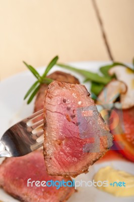 Beef Filet Mignon Grilled With Vegetables Stock Photo