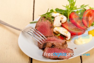 Beef Filet Mignon Grilled With Vegetables Stock Photo