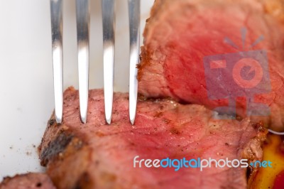 Beef Filet Mignon Grilled With Vegetables Stock Photo