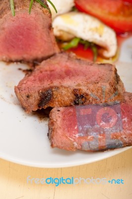 Beef Filet Mignon Grilled With Vegetables Stock Photo