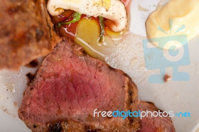 Beef Filet Mignon Grilled With Vegetables Stock Photo