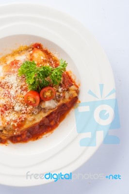 Beef Lasagna With Chesse Stock Photo