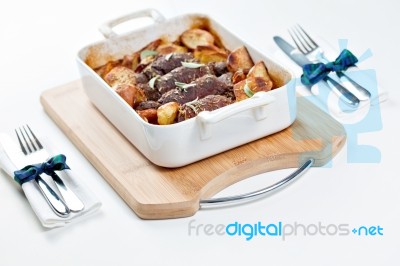 Beef Olives With Vegetables Stock Photo