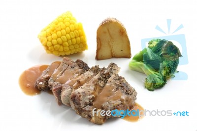 Beef Steak With Vegetables Stock Photo