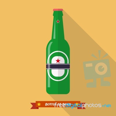 Beer Bottle Flat Icon Stock Image