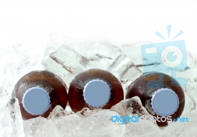 Beer Bottles On Ice Stock Photo