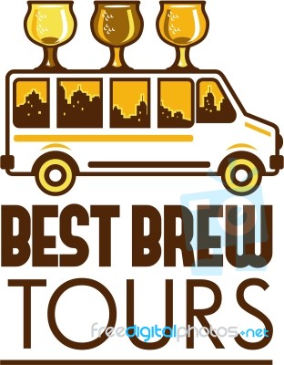 Beer Flight Glass Van Best Brew Tours Retro Stock Image