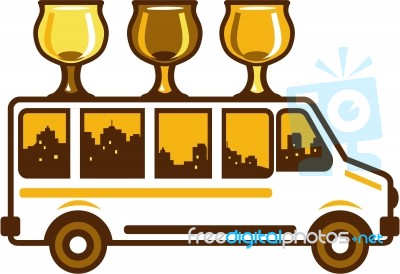 Beer Flight Glass Van Retro Stock Image